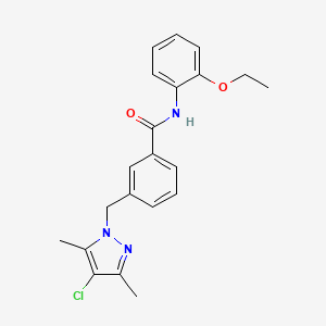 molecular formula C21H22ClN3O2 B3501102 3-[(4-chloro-3,5-dimethyl-1H-pyrazol-1-yl)methyl]-N-(2-ethoxyphenyl)benzamide 