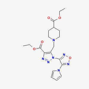 molecular formula C20H25N7O5 B3501130 ethyl 1-({4-(ethoxycarbonyl)-1-[4-(1H-pyrrol-1-yl)-1,2,5-oxadiazol-3-yl]-1H-1,2,3-triazol-5-yl}methyl)-4-piperidinecarboxylate 