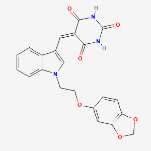 molecular formula C22H17N3O6 B3501134 5-({1-[2-(1,3-benzodioxol-5-yloxy)ethyl]-1H-indol-3-yl}methylene)-2,4,6(1H,3H,5H)-pyrimidinetrione 