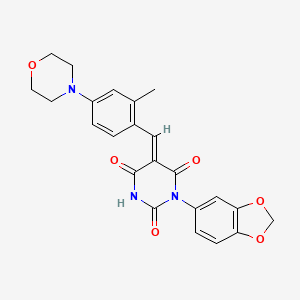 molecular formula C23H21N3O6 B3501153 1-(1,3-benzodioxol-5-yl)-5-[2-methyl-4-(4-morpholinyl)benzylidene]-2,4,6(1H,3H,5H)-pyrimidinetrione 