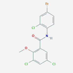 molecular formula C14H9BrCl3NO2 B3501172 N-(4-bromo-2-chlorophenyl)-3,5-dichloro-2-methoxybenzamide 