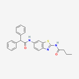 molecular formula C25H23N3O2S B3501174 N-{6-[(2,2-diphenylacetyl)amino]-1,3-benzothiazol-2-yl}butanamide 