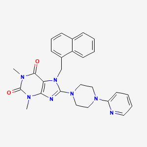molecular formula C27H27N7O2 B3501186 1,3-dimethyl-7-(1-naphthylmethyl)-8-[4-(2-pyridinyl)-1-piperazinyl]-3,7-dihydro-1H-purine-2,6-dione 