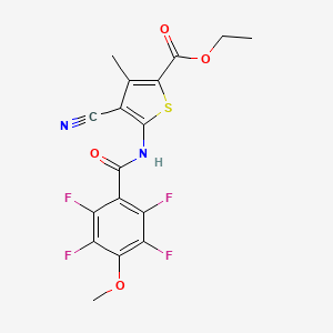 molecular formula C17H12F4N2O4S B3501200 ethyl 4-cyano-3-methyl-5-[(2,3,5,6-tetrafluoro-4-methoxybenzoyl)amino]-2-thiophenecarboxylate 