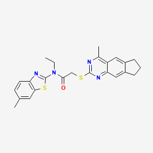 molecular formula C24H24N4OS2 B3501205 N-ethyl-N-(6-methyl-1,3-benzothiazol-2-yl)-2-[(4-methyl-7,8-dihydro-6H-cyclopenta[g]quinazolin-2-yl)thio]acetamide 