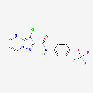 molecular formula C14H8ClF3N4O2 B3501209 3-chloro-N-[4-(trifluoromethoxy)phenyl]pyrazolo[1,5-a]pyrimidine-2-carboxamide 