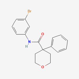 molecular formula C18H18BrNO2 B3501219 N-(3-bromophenyl)-4-phenyltetrahydro-2H-pyran-4-carboxamide 