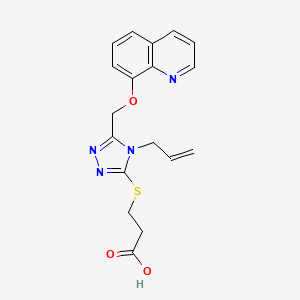 molecular formula C18H18N4O3S B3501227 3-({4-allyl-5-[(8-quinolinyloxy)methyl]-4H-1,2,4-triazol-3-yl}thio)propanoic acid 