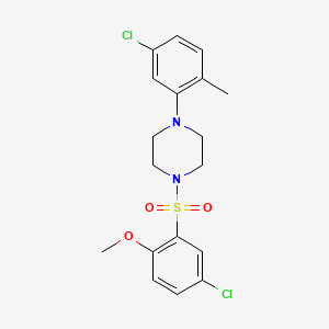 molecular formula C18H20Cl2N2O3S B3501310 1-[(5-chloro-2-methoxyphenyl)sulfonyl]-4-(5-chloro-2-methylphenyl)piperazine 