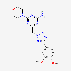molecular formula C17H21N9O3 B3501327 4-{[5-(3,4-dimethoxyphenyl)-2H-tetrazol-2-yl]methyl}-6-morpholin-4-yl-1,3,5-triazin-2-amine 