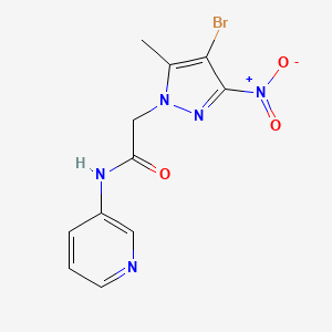 molecular formula C11H10BrN5O3 B3501369 2-(4-bromo-5-methyl-3-nitro-1H-pyrazol-1-yl)-N-3-pyridinylacetamide 