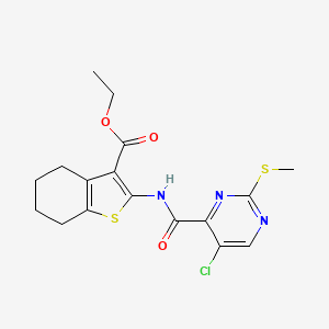 molecular formula C17H18ClN3O3S2 B3501379 ethyl 2-({[5-chloro-2-(methylthio)-4-pyrimidinyl]carbonyl}amino)-4,5,6,7-tetrahydro-1-benzothiophene-3-carboxylate 