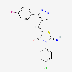 molecular formula C19H12ClFN4OS B3501452 3-(4-chlorophenyl)-5-{[3-(4-fluorophenyl)-1H-pyrazol-4-yl]methylene}-2-imino-1,3-thiazolidin-4-one 