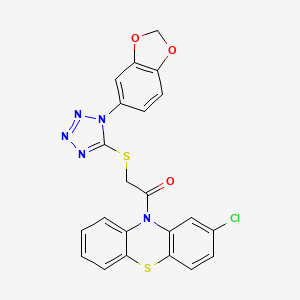 molecular formula C22H14ClN5O3S2 B3501457 10-({[1-(1,3-benzodioxol-5-yl)-1H-tetrazol-5-yl]thio}acetyl)-2-chloro-10H-phenothiazine 