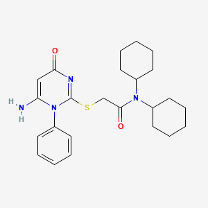 2-[(6-amino-4-oxo-1-phenyl-1,4-dihydro-2-pyrimidinyl)thio]-N,N-dicyclohexylacetamide