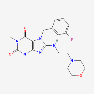 molecular formula C20H25FN6O3 B3501489 7-(3-fluorobenzyl)-1,3-dimethyl-8-{[2-(4-morpholinyl)ethyl]amino}-3,7-dihydro-1H-purine-2,6-dione 