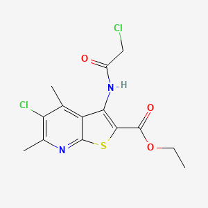 molecular formula C14H14Cl2N2O3S B3501508 ethyl 5-chloro-3-[(chloroacetyl)amino]-4,6-dimethylthieno[2,3-b]pyridine-2-carboxylate 