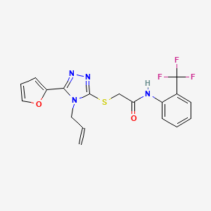 molecular formula C18H15F3N4O2S B3501522 2-{[4-allyl-5-(2-furyl)-4H-1,2,4-triazol-3-yl]thio}-N-[2-(trifluoromethyl)phenyl]acetamide 