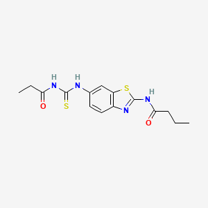 molecular formula C15H18N4O2S2 B3501548 N-(6-{[(propionylamino)carbonothioyl]amino}-1,3-benzothiazol-2-yl)butanamide 