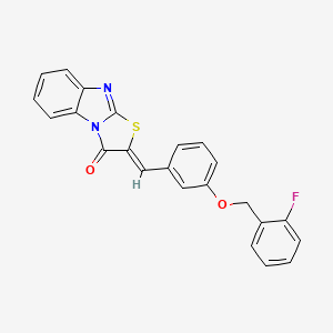 molecular formula C23H15FN2O2S B3501599 2-{3-[(2-fluorobenzyl)oxy]benzylidene}[1,3]thiazolo[3,2-a]benzimidazol-3(2H)-one 