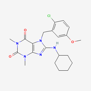 molecular formula C21H26ClN5O3 B3501608 7-(2-chloro-5-methoxybenzyl)-8-(cyclohexylamino)-1,3-dimethyl-3,7-dihydro-1H-purine-2,6-dione 