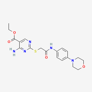 molecular formula C19H23N5O4S B3501632 ethyl 4-amino-2-[(2-{[4-(4-morpholinyl)phenyl]amino}-2-oxoethyl)thio]-5-pyrimidinecarboxylate 