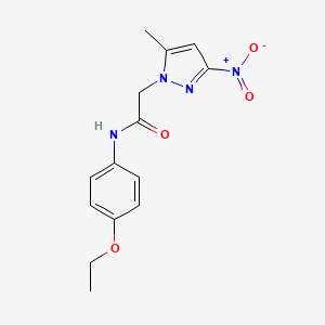molecular formula C14H16N4O4 B3501658 N-(4-ethoxyphenyl)-2-(5-methyl-3-nitro-1H-pyrazol-1-yl)acetamide 