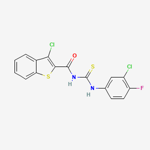 molecular formula C16H9Cl2FN2OS2 B3501696 3-chloro-N-{[(3-chloro-4-fluorophenyl)amino]carbonothioyl}-1-benzothiophene-2-carboxamide 