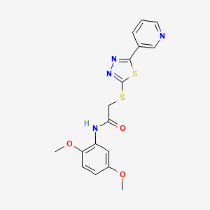 molecular formula C17H16N4O3S2 B3501705 N-(2,5-dimethoxyphenyl)-2-{[5-(3-pyridinyl)-1,3,4-thiadiazol-2-yl]thio}acetamide 