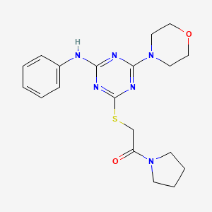 molecular formula C19H24N6O2S B3501707 4-(4-morpholinyl)-6-{[2-oxo-2-(1-pyrrolidinyl)ethyl]thio}-N-phenyl-1,3,5-triazin-2-amine 