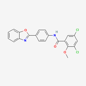 molecular formula C21H14Cl2N2O3 B3501727 N-[4-(1,3-benzoxazol-2-yl)phenyl]-3,5-dichloro-2-methoxybenzamide 
