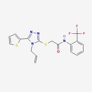 molecular formula C18H15F3N4OS2 B3501778 2-{[4-allyl-5-(2-thienyl)-4H-1,2,4-triazol-3-yl]thio}-N-[2-(trifluoromethyl)phenyl]acetamide 
