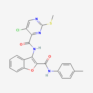 molecular formula C22H17ClN4O3S B3501779 5-chloro-N-(2-{[(4-methylphenyl)amino]carbonyl}-1-benzofuran-3-yl)-2-(methylthio)-4-pyrimidinecarboxamide 