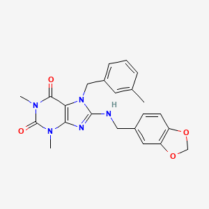 molecular formula C23H23N5O4 B3501821 8-[(1,3-benzodioxol-5-ylmethyl)amino]-1,3-dimethyl-7-(3-methylbenzyl)-3,7-dihydro-1H-purine-2,6-dione 