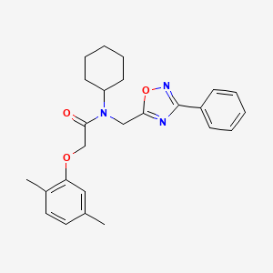 molecular formula C25H29N3O3 B3501829 N-cyclohexyl-2-(2,5-dimethylphenoxy)-N-[(3-phenyl-1,2,4-oxadiazol-5-yl)methyl]acetamide 