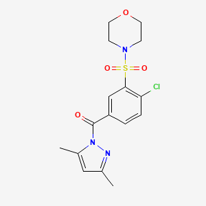 molecular formula C16H18ClN3O4S B3501844 4-({2-chloro-5-[(3,5-dimethyl-1H-pyrazol-1-yl)carbonyl]phenyl}sulfonyl)morpholine 