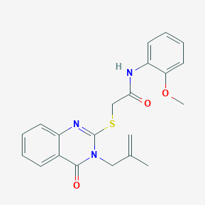 molecular formula C21H21N3O3S B3501867 N-(2-methoxyphenyl)-2-{[3-(2-methyl-2-propen-1-yl)-4-oxo-3,4-dihydro-2-quinazolinyl]thio}acetamide 