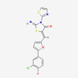 molecular formula C17H9ClFN3O2S2 B3501878 5-{[5-(3-chloro-4-fluorophenyl)-2-furyl]methylene}-2-imino-3-(1,3-thiazol-2-yl)-1,3-thiazolidin-4-one 