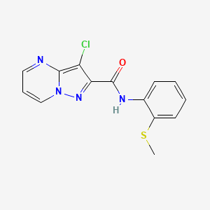 molecular formula C14H11ClN4OS B3501886 3-chloro-N-[2-(methylthio)phenyl]pyrazolo[1,5-a]pyrimidine-2-carboxamide 