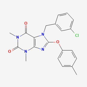 molecular formula C21H19ClN4O3 B3501909 7-(3-chlorobenzyl)-1,3-dimethyl-8-(4-methylphenoxy)-3,7-dihydro-1H-purine-2,6-dione 