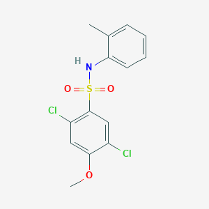 molecular formula C14H13Cl2NO3S B3501910 2,5-dichloro-4-methoxy-N-(2-methylphenyl)benzenesulfonamide 