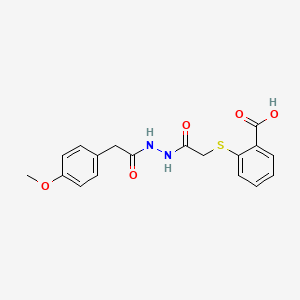 molecular formula C18H18N2O5S B3501960 2-[(2-{2-[(4-methoxyphenyl)acetyl]hydrazino}-2-oxoethyl)thio]benzoic acid 