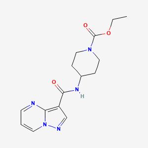 molecular formula C15H19N5O3 B3501978 ethyl 4-[(pyrazolo[1,5-a]pyrimidin-3-ylcarbonyl)amino]-1-piperidinecarboxylate 
