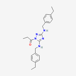 molecular formula C23H29N5O B3501986 N,N'-bis(4-ethylbenzyl)-1-propionyl-1H-1,2,4-triazole-3,5-diamine 