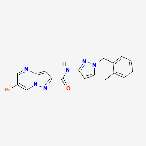 molecular formula C18H15BrN6O B3502033 6-bromo-N-[1-(2-methylbenzyl)-1H-pyrazol-3-yl]pyrazolo[1,5-a]pyrimidine-2-carboxamide 