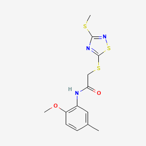 molecular formula C13H15N3O2S3 B3502075 N-(2-methoxy-5-methylphenyl)-2-{[3-(methylthio)-1,2,4-thiadiazol-5-yl]thio}acetamide 