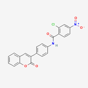 molecular formula C22H13ClN2O5 B3502089 2-chloro-4-nitro-N-[4-(2-oxo-2H-chromen-3-yl)phenyl]benzamide 