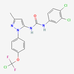 molecular formula C18H13Cl3F2N4O2 B3502098 N-(1-{4-[chloro(difluoro)methoxy]phenyl}-3-methyl-1H-pyrazol-5-yl)-N'-(3,4-dichlorophenyl)urea 