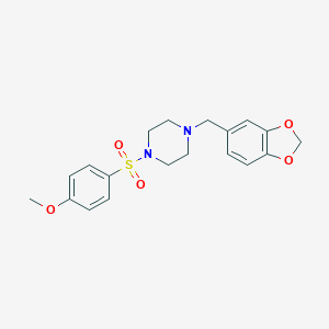 molecular formula C19H22N2O5S B350215 1-Benzo[1,3]dioxol-5-ylmethyl-4-(4-methoxy-benzenesulfonyl)-piperazine CAS No. 324774-70-1