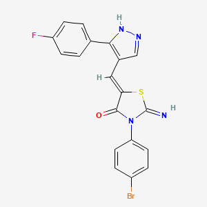 molecular formula C19H12BrFN4OS B3502158 3-(4-bromophenyl)-5-{[3-(4-fluorophenyl)-1H-pyrazol-4-yl]methylene}-2-imino-1,3-thiazolidin-4-one 